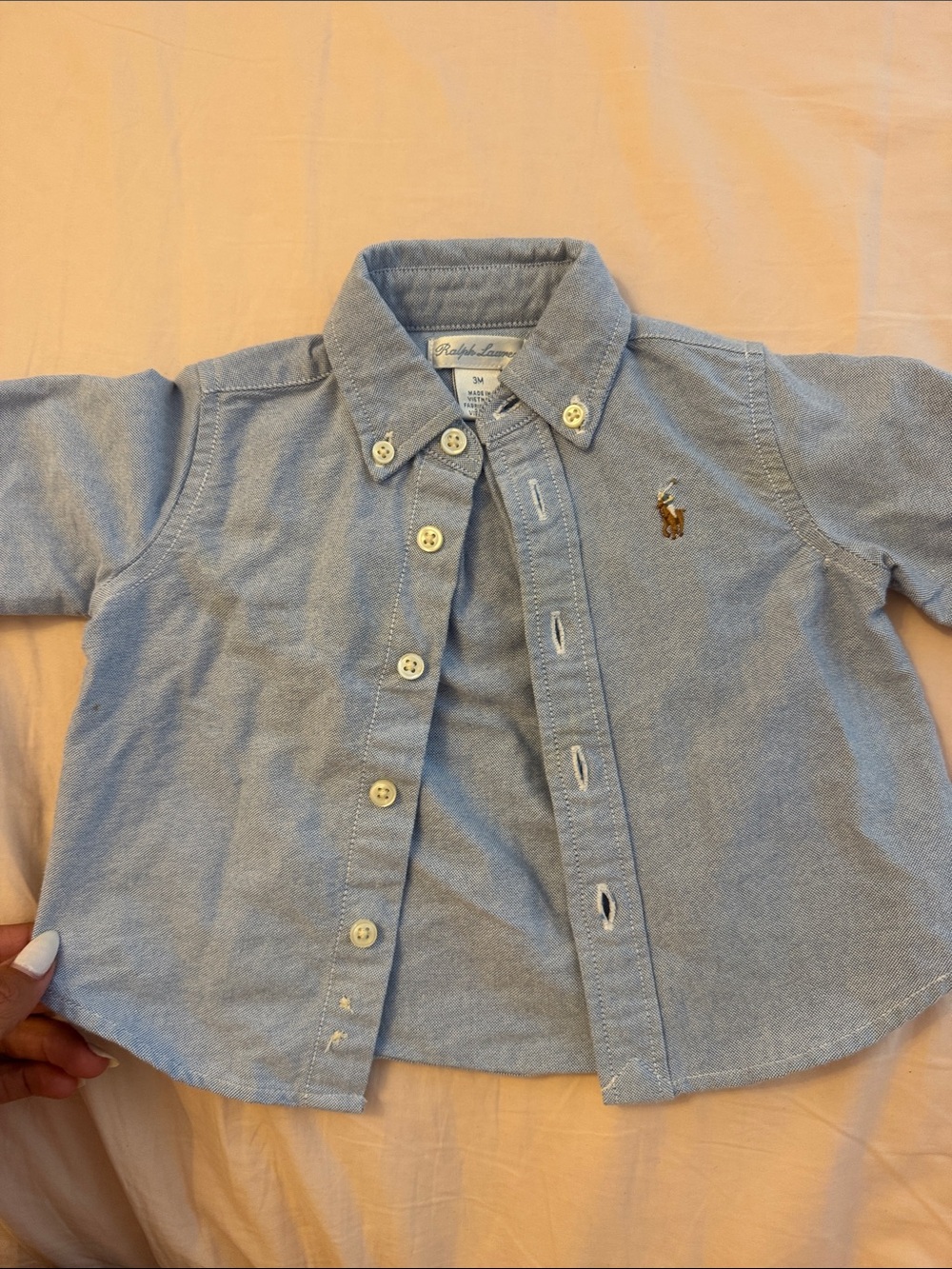 Ralph Lauren Light Blue Oxford Button-Down Shirt 3 months.
